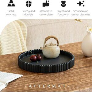 BLACK 100% Pure Solid Concrete Decorative Serving Tray/Table Center Piece